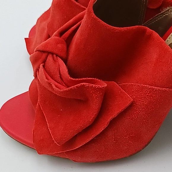 SAM EDELMAN Women's SUEDE ORANGE YUMI BOW STACKED BLOCK HEEL SANDAL‎ MULE SIZE 9 - Picture 7 of 12